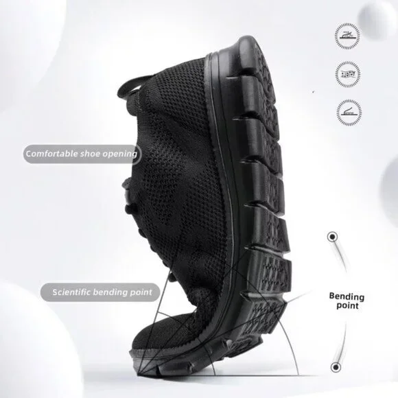 ⚡Men's 2 Black Mesh Casual Walking Business Oxfords Work Lightweight Sneakers - Picture 4 of 7